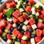 Refreshing watermelon feta salad with mint and balsamic drizzle