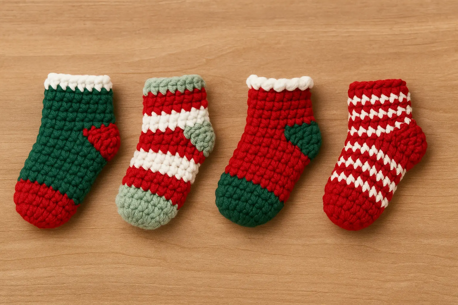 15 minute crochet mini christmas stocking pattern free little socks ornament featured