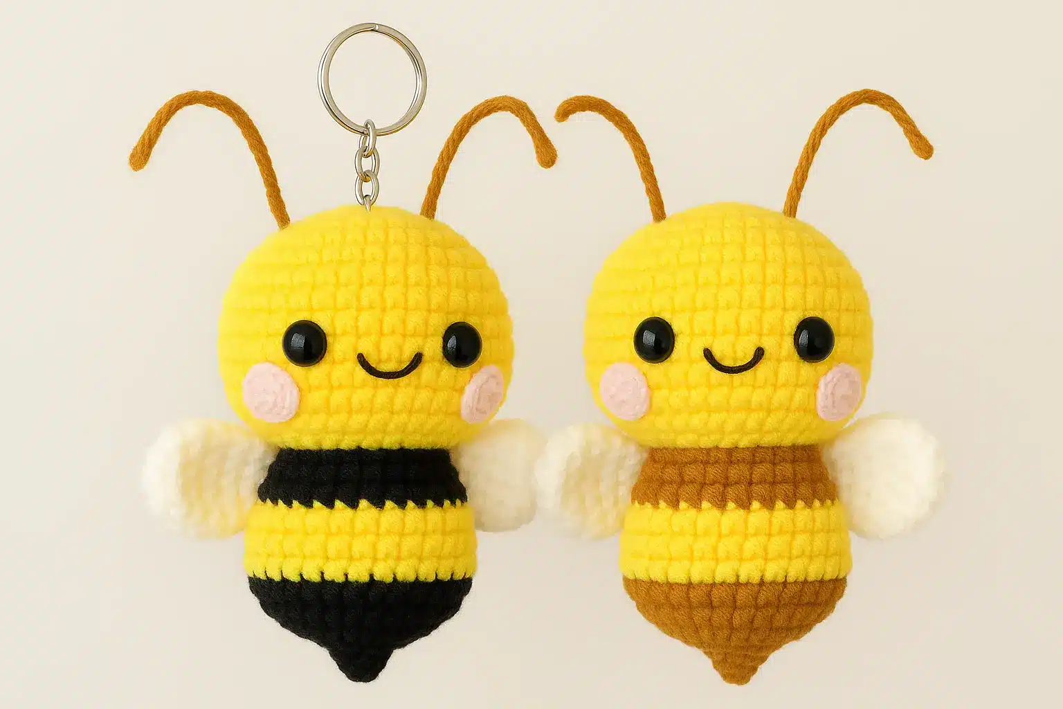 crochet bee amigurumi pattern free keychain plush guide featured