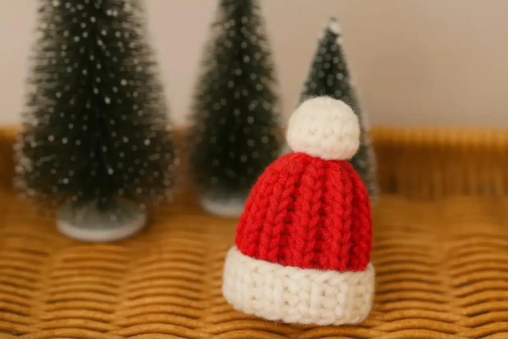 crochet mini santa hat pattern flat panel free easy featured