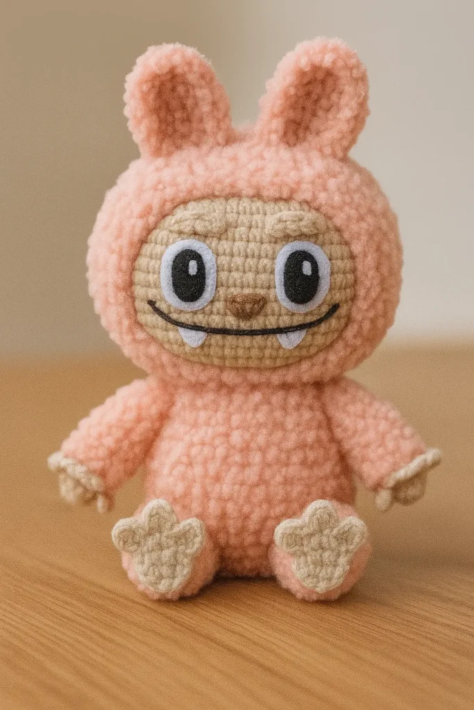 pink Labubu crochet doll