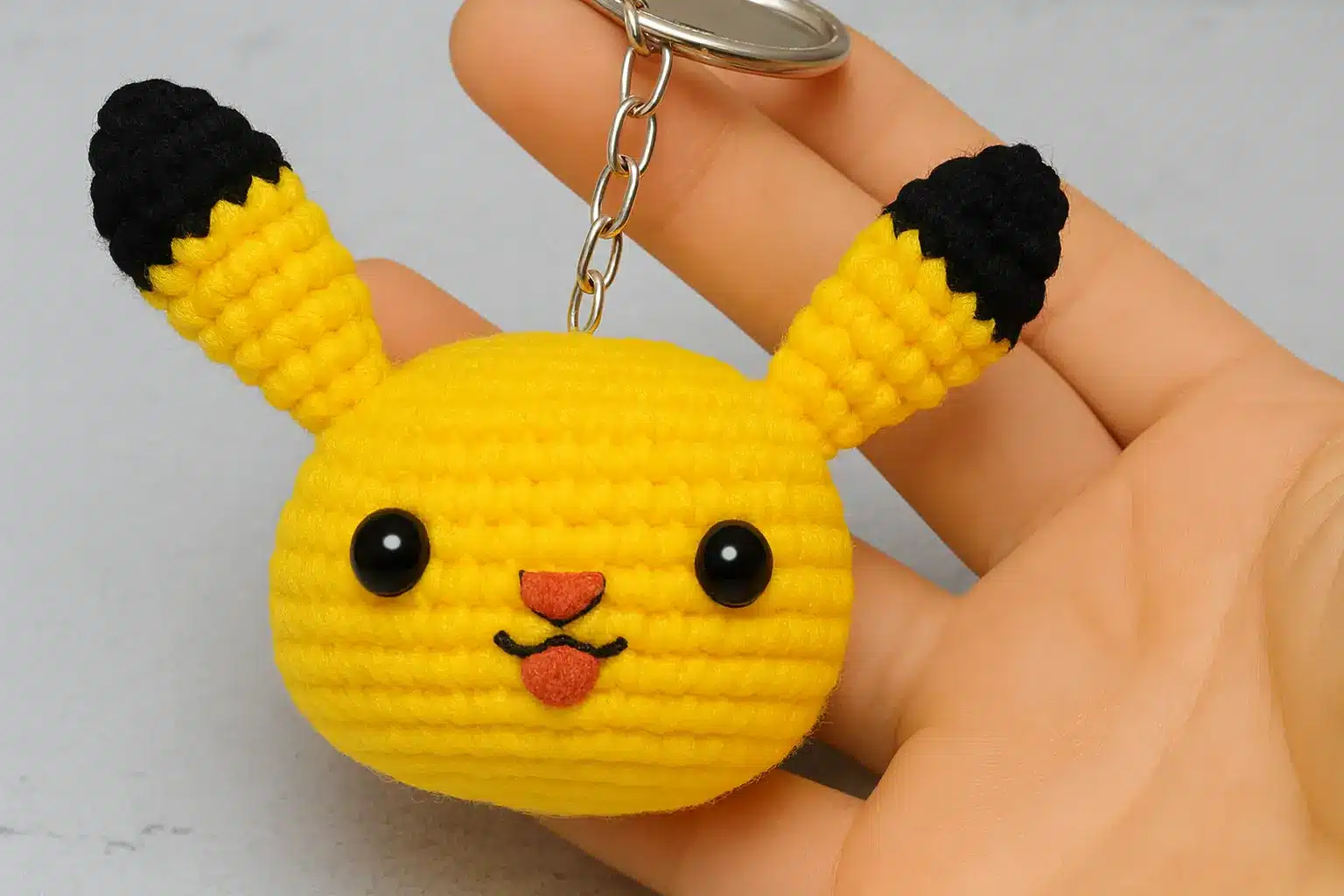 free pikachu crochet keychain pattern cute amigurumi tutorial featured