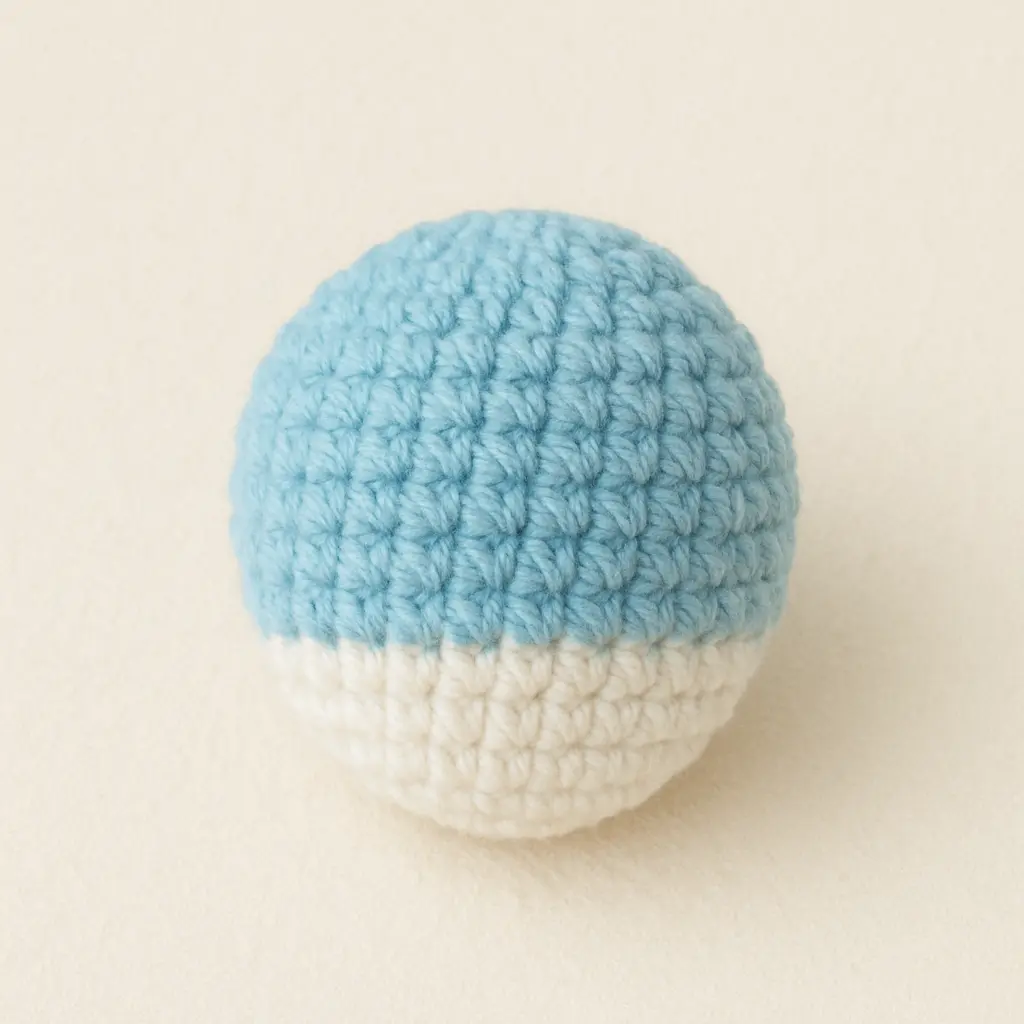 Whale crochet pattern body and belly – blue and white yarn