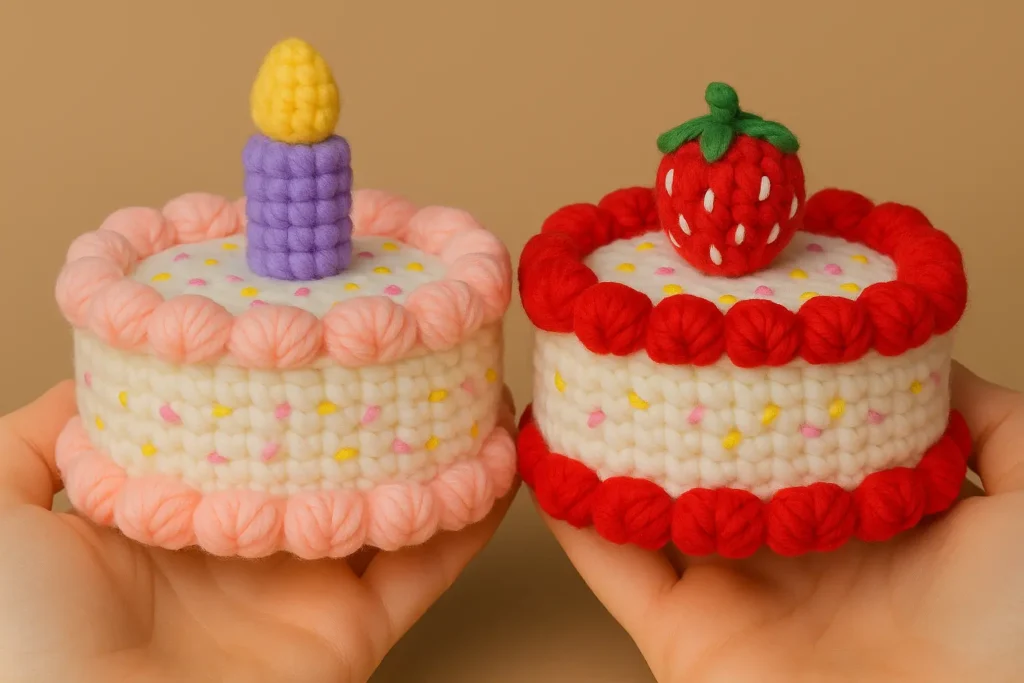 how to crochet mini cake amigurumi cute plush birthday treat featured