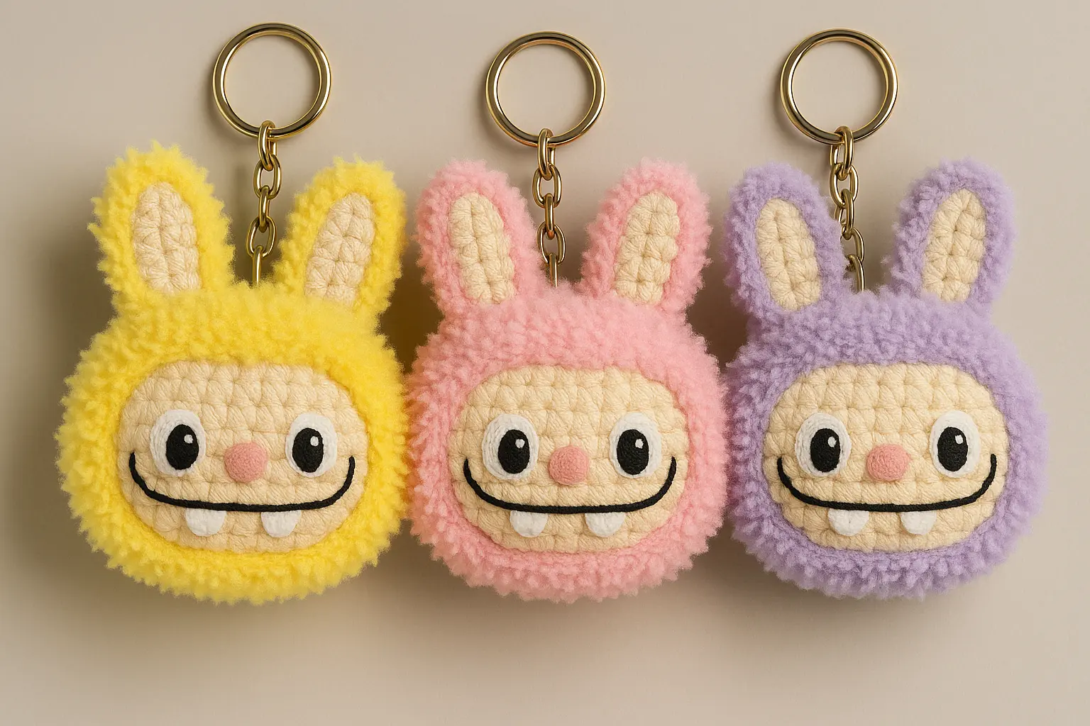 labubu crochet pattern free adorable keychain tutorial with fluffy hood featured