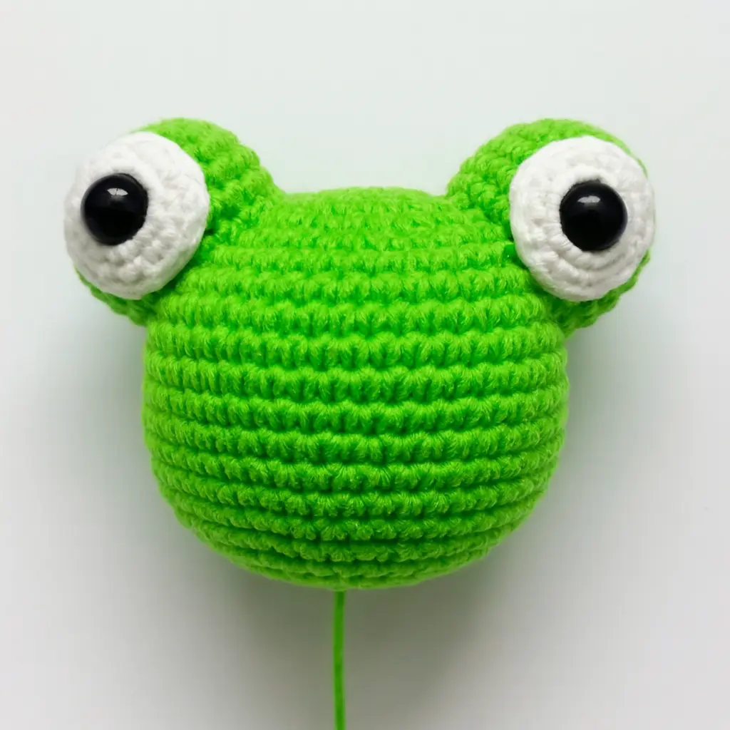crochet frog head with big eyes amigurumi