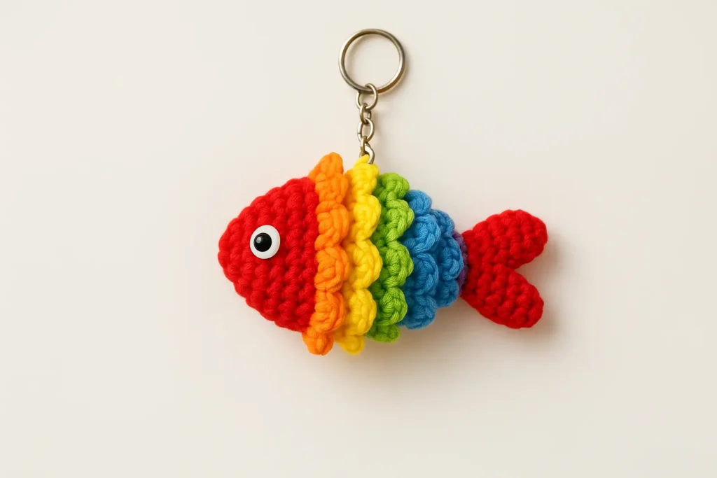 lucky rainbow koi fish keychain crochet amigurumi pattern featured