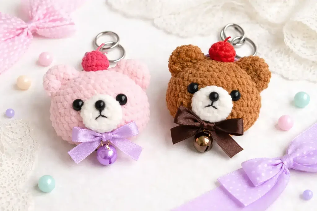 mini bear crochet keychain pattern free featured