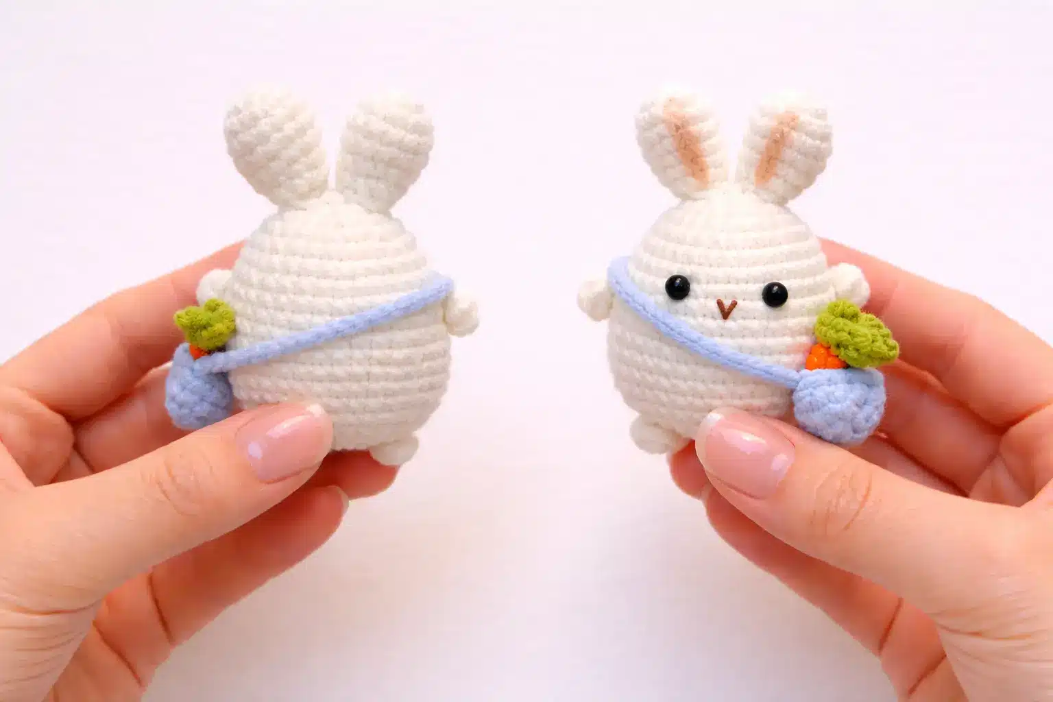 mini bunny with carrot bag crochet pattern featured