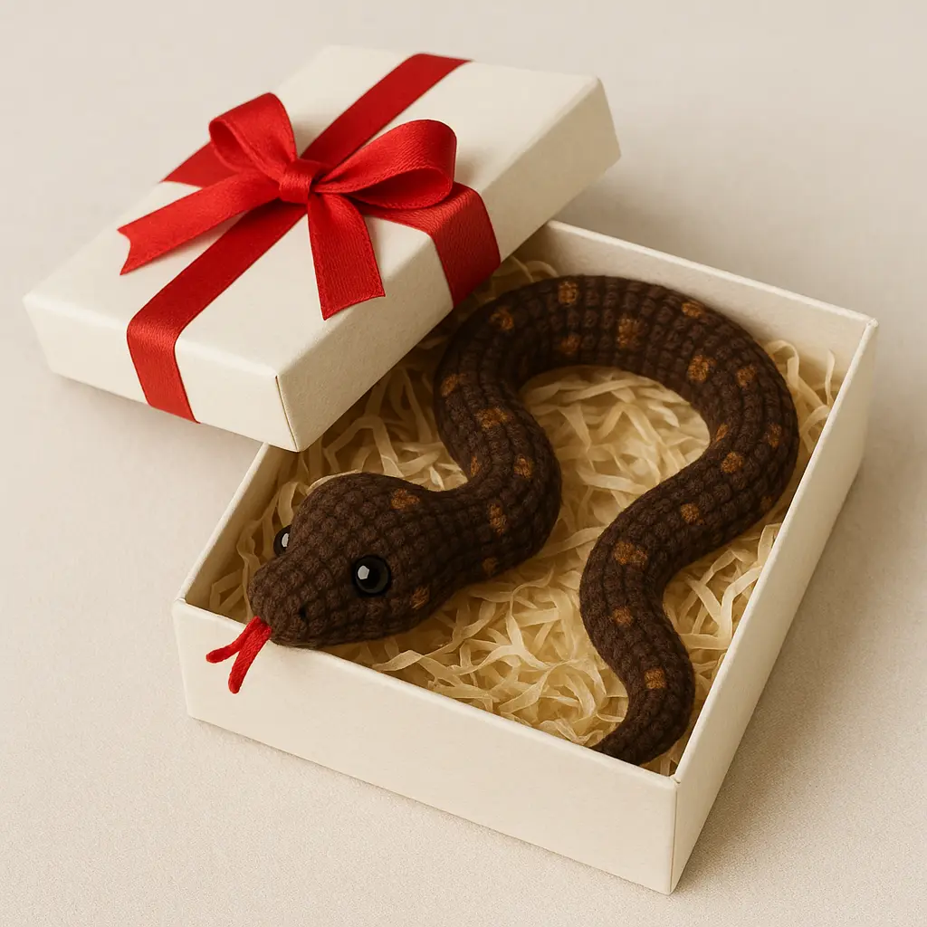 crochet snake gift box handmade amigurumi
